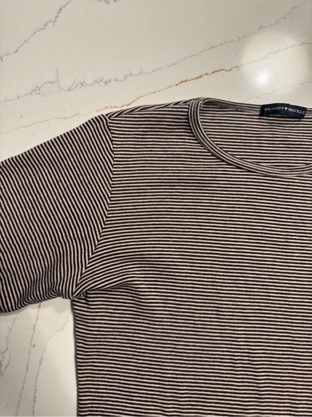 Brandy Melville Black and White Striped Tee